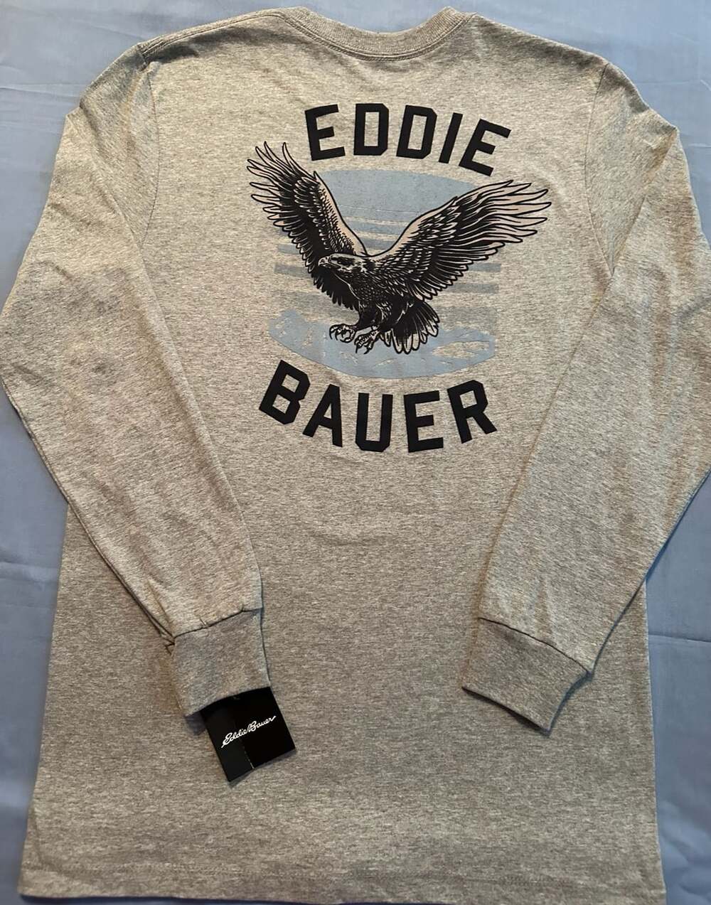 NWT - Eddie Bauer Long Sleeve Eagle Graphic Tee, Size Small, Gray